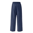 thumbnail image 5 of WUANDIXFA Wide Leg Pants for Girls 5-15 Years Girls Linen Pants Drawstring Wide Leg Pants Summer Flowy Palazzo Beach Trousers with Pockets,Blue,12-13 Years, 5 of 5
