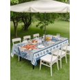 thumbnail image 4 of Outdoor Tablecloth with Umbrella Hole for Patio/Picnic/Party/Camping, Blue Coastal Waterproof Table Cloth Rectangle Table Cover Washable, Orange Starfish Coral Beach Nautical Vintage (60"x 84"), 4 of 8