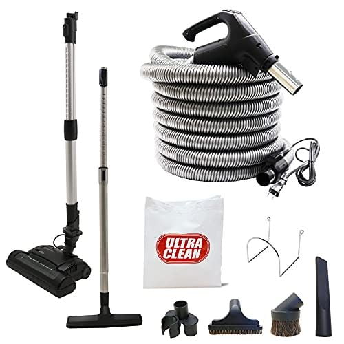 ULTRA CLEAN Central Vacuum Carpet Deluxe Accessory Kit, High-Voltage Hose, On-Off Switch at The Handle, 6 Adjustable Heights Electric Carpet Beater, Floor Brush & Accessories (35 ft, Pigtail)