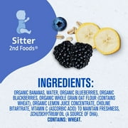 Gerber Stage 2 Baby Food, Organic Banana Blueberry Blackberry Oatmeal, Puree Baby Pouches