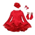 thumbnail image 1 of Vestidos tejidos de manga larga para niñas, Otoño Invierno, fiesta de cumpleaños cálida, disfraz de princesa con volantes, disfraz de Navidad rojo para niños, Vestido 5T(120) Gao Jinjia LED, 1 of 2
