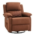 thumbnail image 2 of Gelloan 360° Swivel Recliner Chair, Small Rocker Chair for Small Spaces, Upholstered Fabric Glider Recliner Nursery Chair with Side Pockets,Brown, 2 of 7