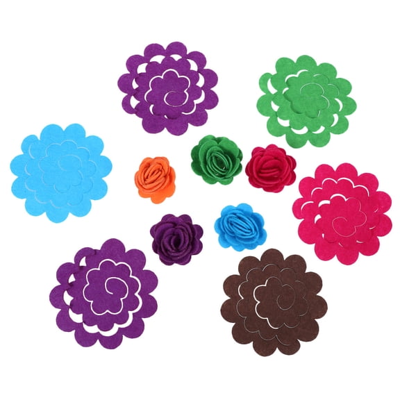 Toddmomy 50Pcs Mini Felt Flowers Simulation Flowers Die Cut Mixed Color For Hair Clips Invitation Cards