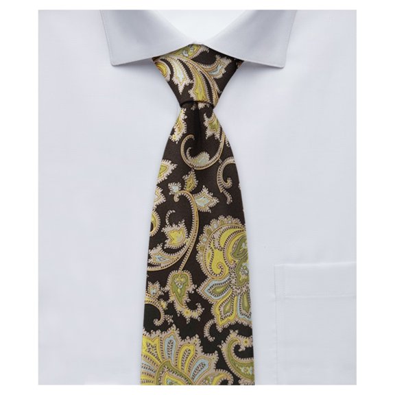 Jacob Alexander Men's English Paisley Pattern Regular Length Neck Tie - Brown Multi