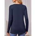 thumbnail image 3 of JYLFC Womens T-shirts Round Neck Long Sleeve Tee Lightweight Shirts, Navy L, 3 of 6
