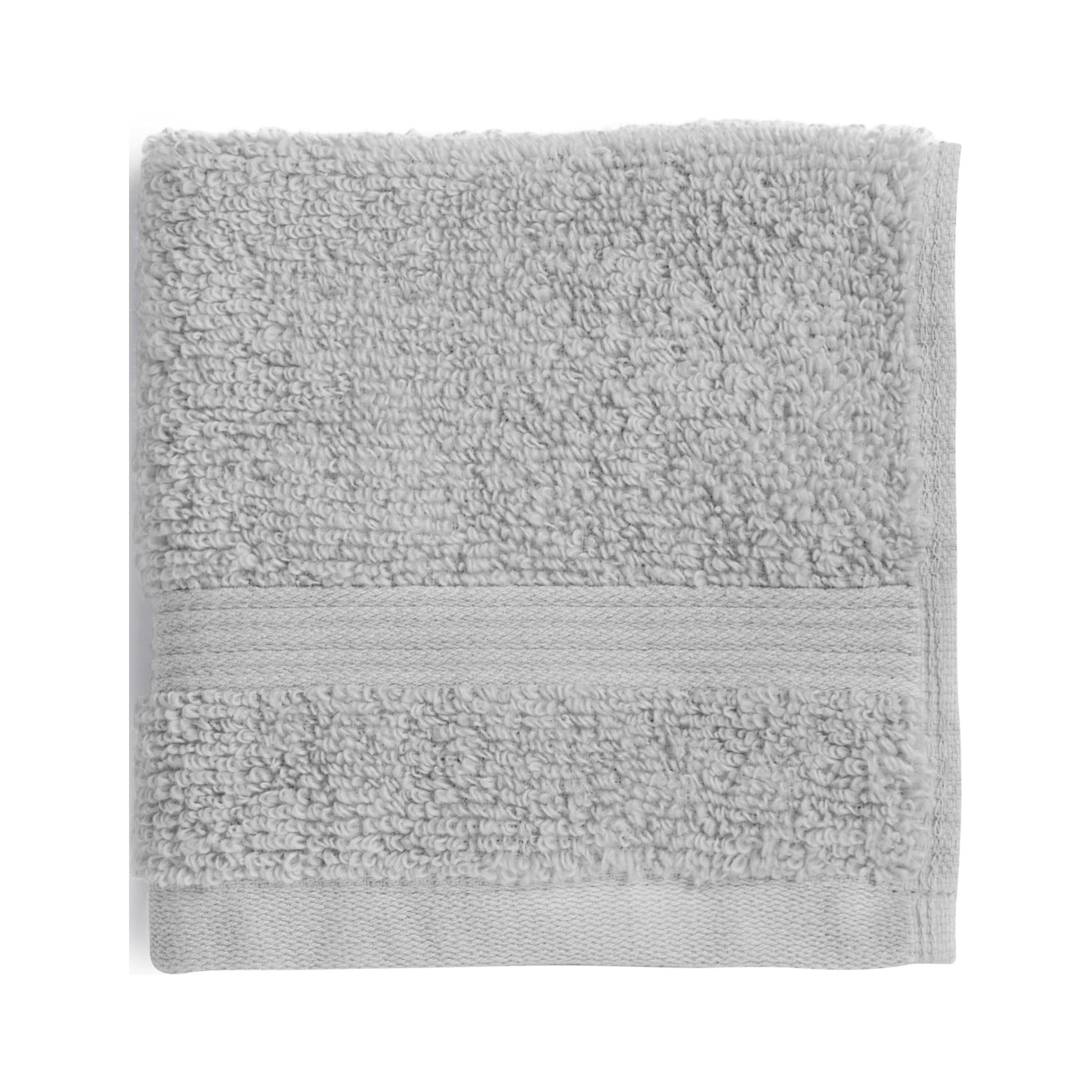 Mainstays Performance Cotton 6-Piece Bath Towel Set, Super Soft Quick Dry Fade Resistant, Solid Silver