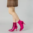 thumbnail image 6 of Unique Bargains Mirror Leather Pointy Toe Zipper Stiletto Heels Ankle Boots for Women Hot Pink 7, 6 of 6