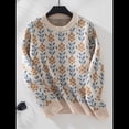 thumbnail image 4 of Suéter de Cuello Redondo de Larga para Mujer, Estampado de Otoño, Jersey de Punto de Gran Tamaño, Ropa de Moda Albaricoque S, 4 of 10