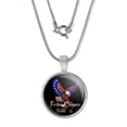 thumbnail image 1 of Freedom Choppers Motorcycle Patriotic American Flag Eagle Bike 0.75" Pendant with Sterling Silver Plated Chain, 1 of 4