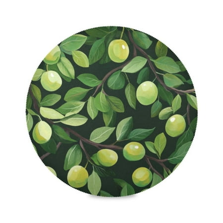 

Round Plate Mat 15.4x15.4 Inchesx1 Placemat Table Mat Kitchen Mat Coffee Mat Fabric Thick Strong Wear-Resistant Heat Resistance Cartoon Plum