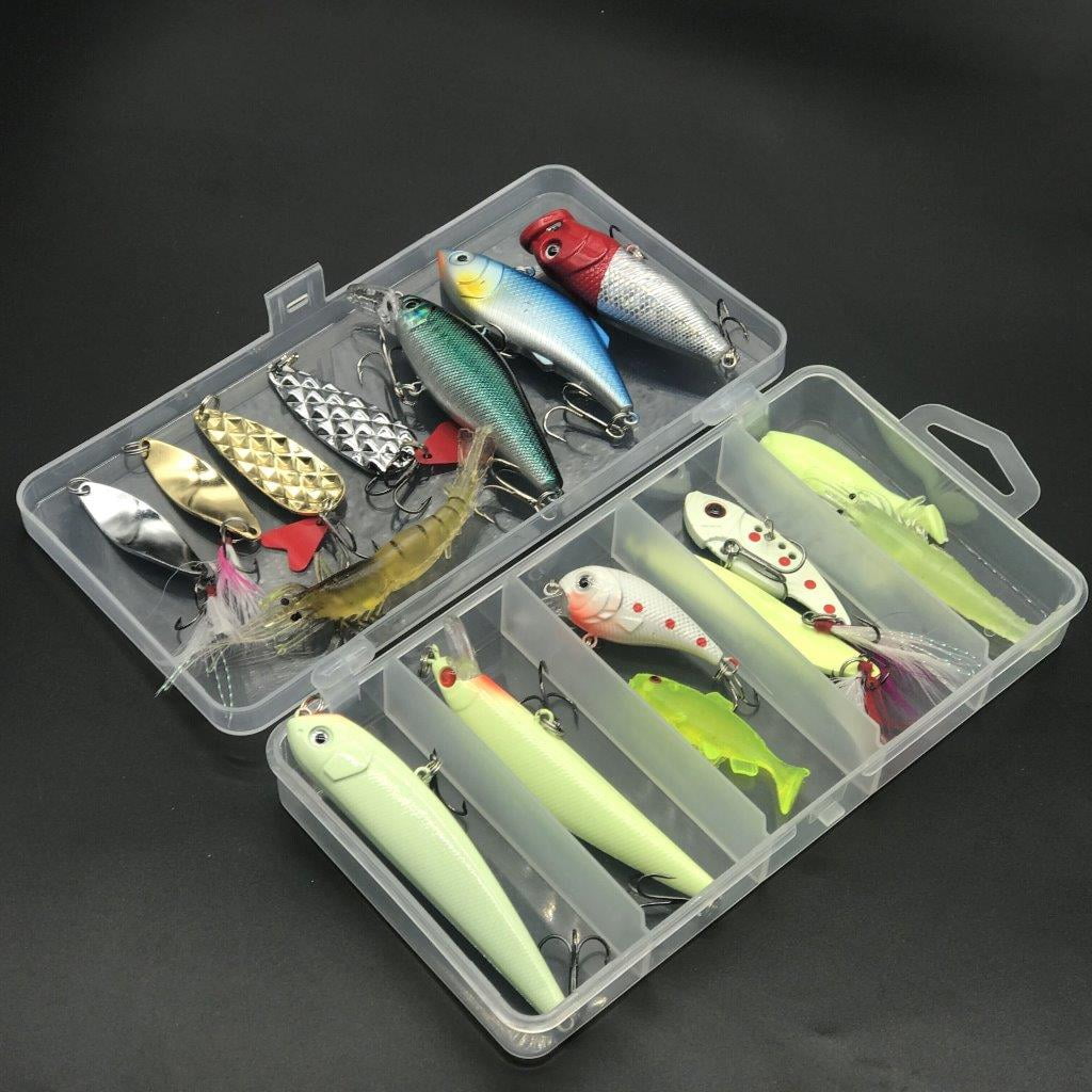 Elegantoss Portable Fun Fishing Lures Baits Kit Set in Tackle Box to