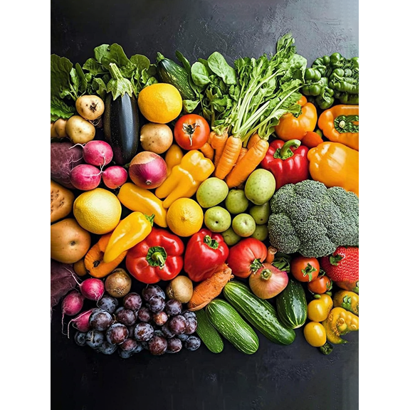 Colorful Vegetables Still Life Decorative Painting/Canvas Art, Suitable for Kitchen Decor, Dining Room, Restaurant, Farmhouse, Living Room, Cafe and Food Store, Bringing a Fresh Touch to Your Space.