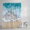 thumbnail image 3 of Summer Beach Teal Ocean Wave Shower Curtain for Bathroom, Nautical Seaside Water Ripple Waterproof Shower Curtains Washable Quick Dry with Hooks Bathtub Curtains 36x72IN, 3 of 9