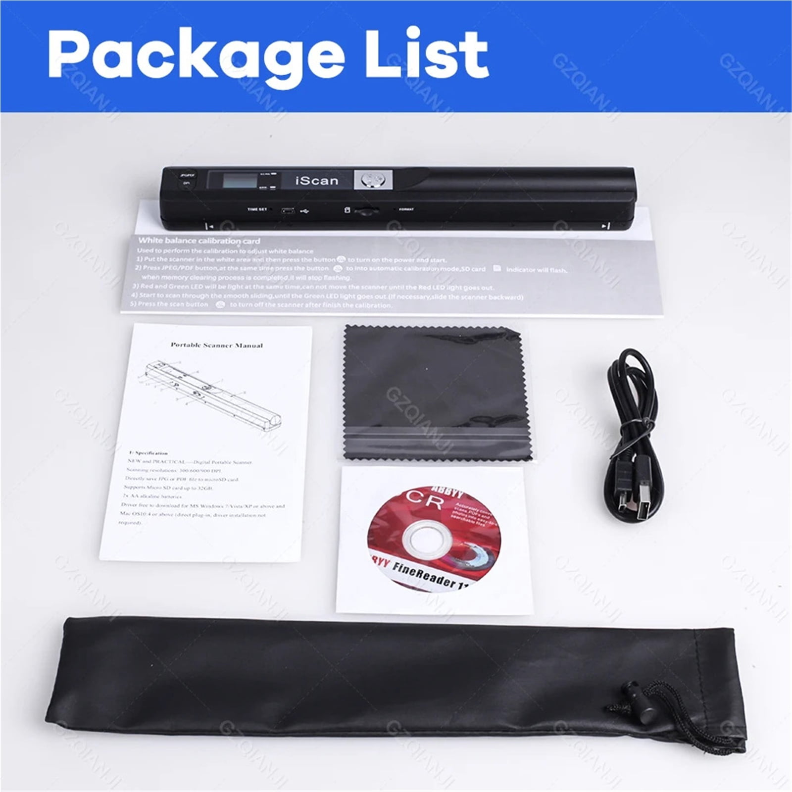 900dpi/1050dpi iScan Portable A4 Scanner Photo Contract Books Document Reader Office Business Travel Study Use USB Wired