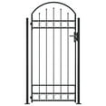 thumbnail image 1 of vidaXL Fence Gate with Arched Top and 2 Posts 105x204 cm Black, 1 of 4