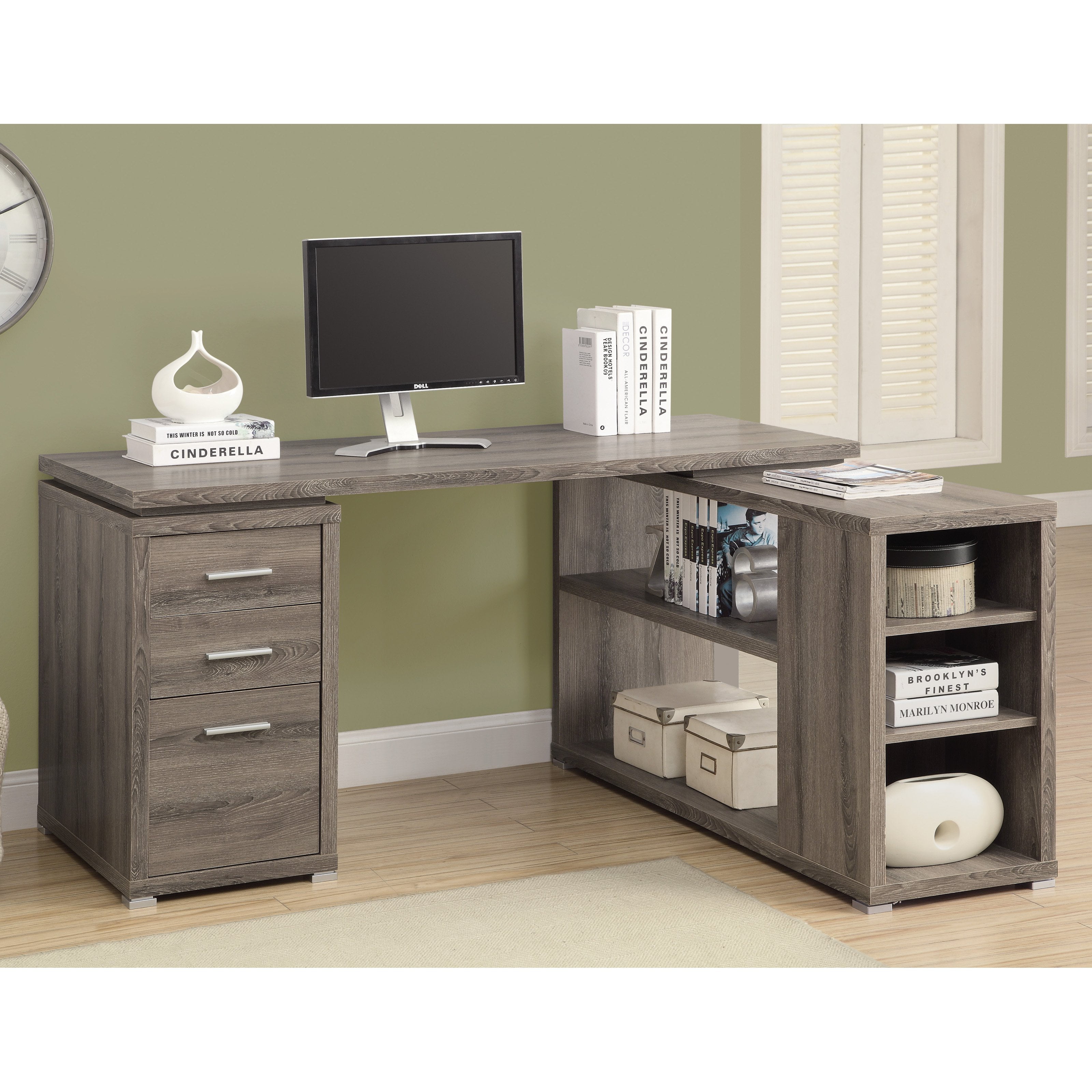 Monarch HollowCore Left or Right Facing Corner Desk Grey Walmart