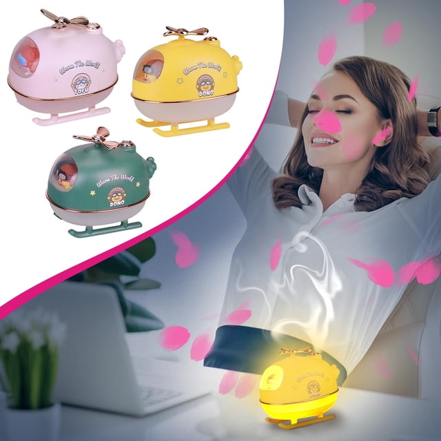 SSZMDLB under $5 3Pcs USB Humidifier, Helicopter Humidifier Night Light, USB Mini Aromatherapy Diffuser for Bedroom, Cute Pet Shape Humidifier for Desk Car, Portable Mist Maker with Colorful LED