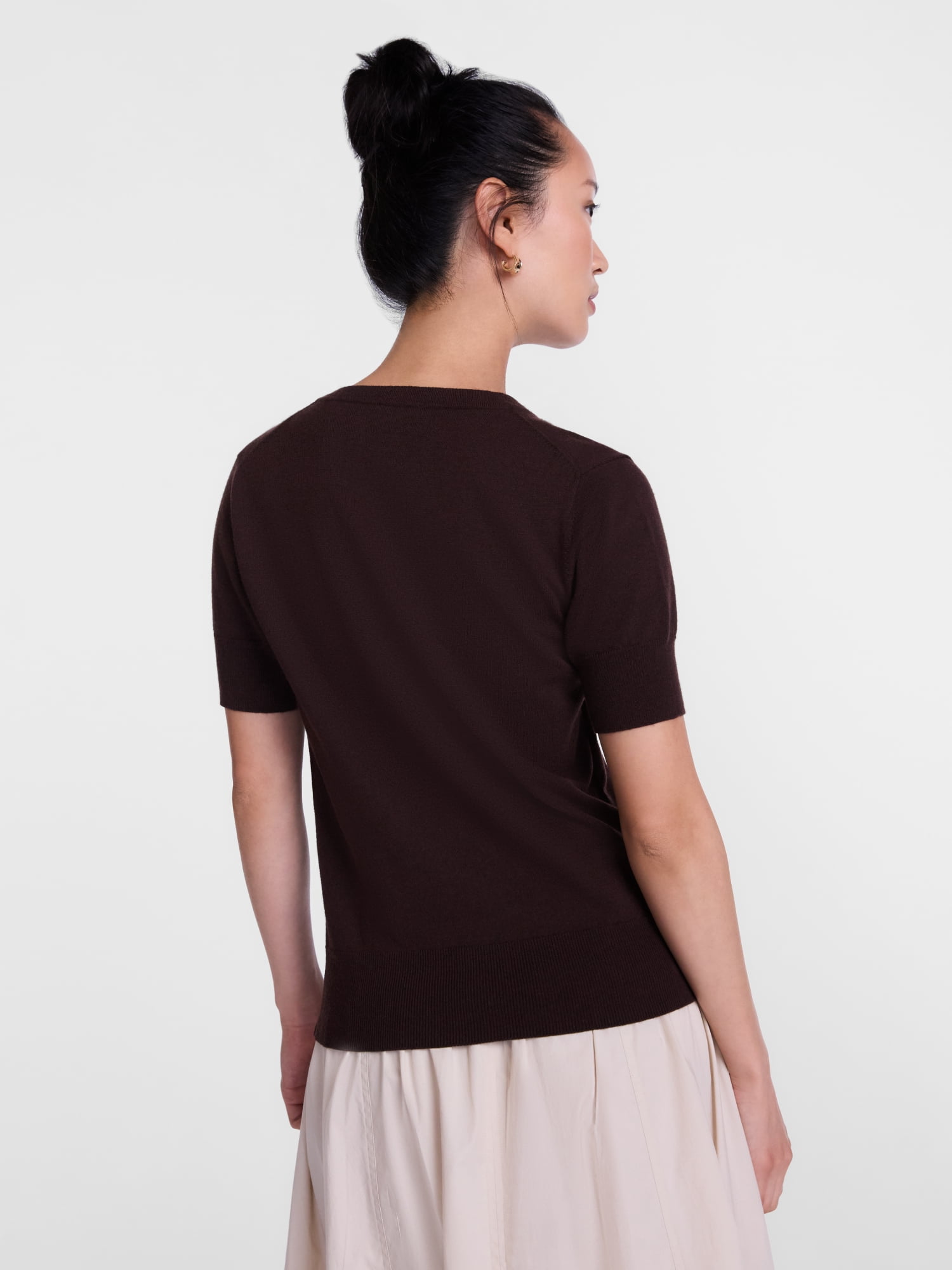 Scenario Women's V-Neck Lightweight Sweater with Short Sleeves, Sizes XS-XXXL