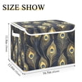 thumbnail image 5 of Yayeee Collapsible Cube Storage Bin with Lid Fabric Closet Decorative Basket with Handles, Peacock Feathers Pattern, 5 of 7