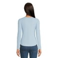 thumbnail image 3 of No Boundaries Women's Juniors Ribbed Crewneck Tee with Long Sleeves, Sizes XS-XXXL, 3 of 5