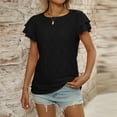 thumbnail image 7 of iHengLiXing Plus Size Spring Tops for Women 2025 Dressy Casual Women's Fashion Summer Solid Color Round-Neck Short Sleeve Blouses Black XXL, 7 of 7