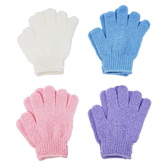 ATB 4 pares de guantes exfoliantes - Manopla de lavado premium para baño o ducha - Accesorios de exfoliación de spa de lujo para hombres y mujeres
