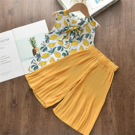 

Hunpta Toddler Kids Baby Girls Sleeveless Floral T Shirt Tops Chiffon Loose Pants 2PCS Outfits Clothes Set