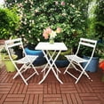 thumbnail image 3 of 3 Piece Patio Bistro Set of Foldable Square Table and Chairs, White, 3 of 9