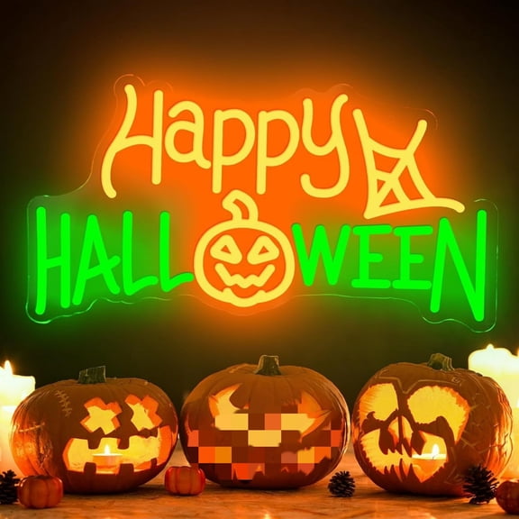 Halloween Led Neon Lights Powered Diy Home Party Decoration Spooky Glow Wall Mount Indoor Outdoor Decor