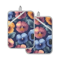 Simple Pansy Oven Mitts Pot Holders 2 pcs Heat Resistant for Kitchen Baking Grilling