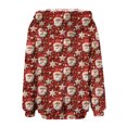 thumbnail image 5 of Women's Fashionable Casual Zippered Hooded Sweatshirt Jacket with Christmas Print and Drawstring, Furry Plush for Winter,Vermilion,XL, 5 of 6
