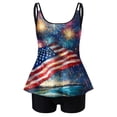 thumbnail image 4 of Zhden Womens Tankini Swimsuits with Shorts American Flag Graphic Two-Piece Tankini Swimsuits Tummy Control Tankini Swimsuits(Z02-Navy,L), 4 of 5