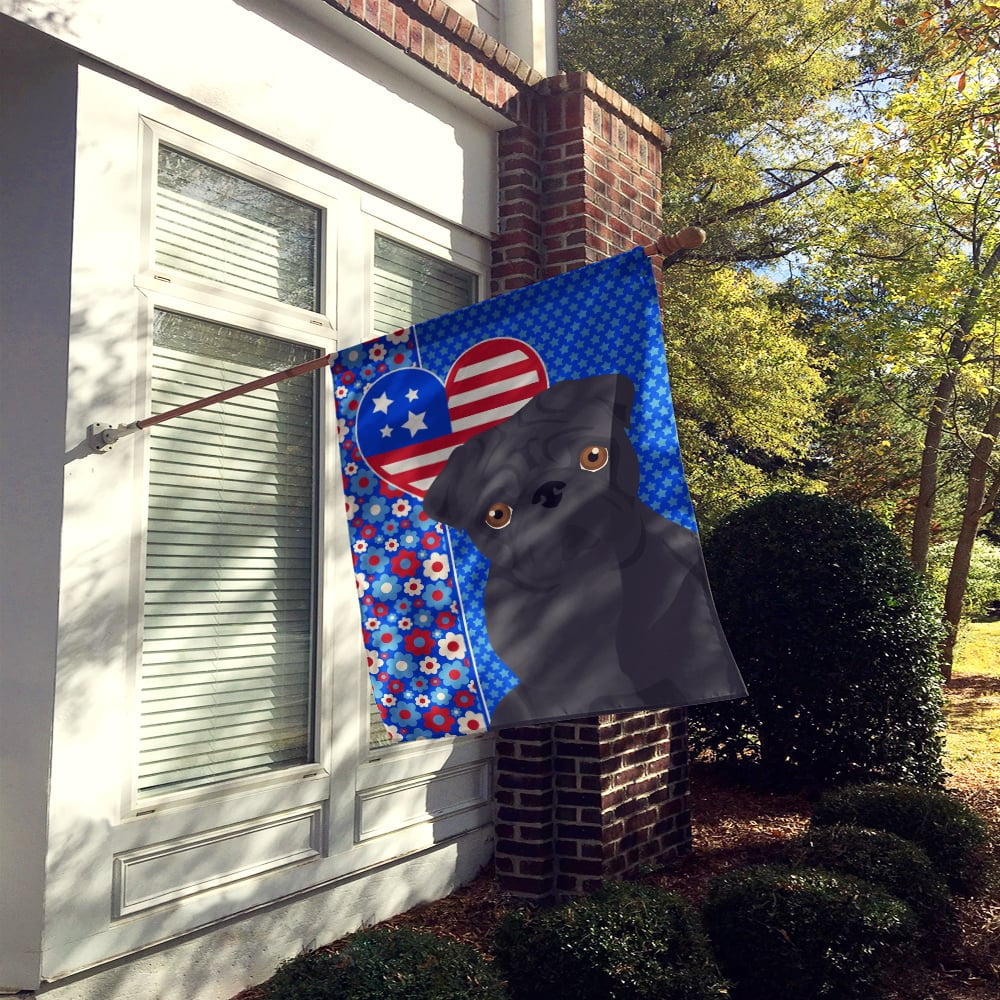 Black Pug USA American Flag Canvas House Size