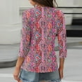 thumbnail image 3 of Xyxonk Womens Plus Size Tops 3/4 Sleeve Dressy Casual Round Neck Tops Fall Plus Size Blouses Business 2025 Retro Floral Print Shirts S-5XL, 3 of 5