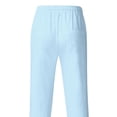 thumbnail image 1 of MAWCLOS Mens Trousers Drawstring Pants Solid Color Bottoms Fitted Home Elastic Waist Loungewear Light Blue M, 1 of 3