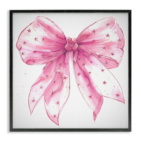 Stupell Industries Fabulous Pink Bow Fashion Painting Black Framed Art Print Wall Art, 12 x 12