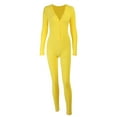 thumbnail image 5 of Sunisery Women's V Neck Butt Flap Pajamas Onesie Bodysuit Long Sleeve Jumpsuit, 5 of 6