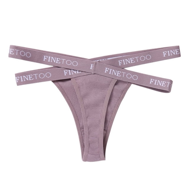 Braguitas de mujer sexys con cinturón y letras cruzadas, tanga de algodón con hilo de división alta