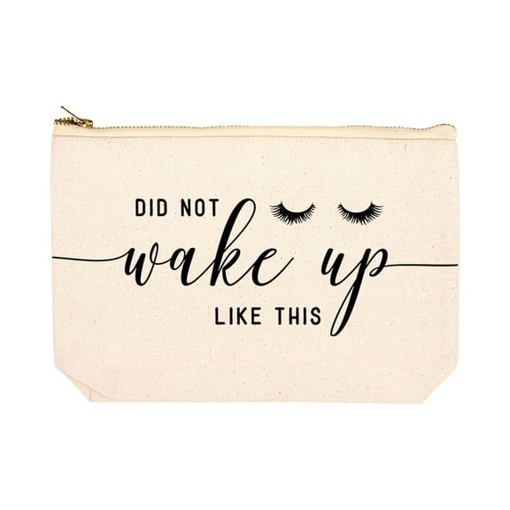 Koyal Wholesale Funny Makeup Bag Canvas Cosmetic Bag with Zipper Did Not Wake Up Like This Makeup Pouch 6.5 x 9 Inch