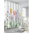 thumbnail image 3 of Shower Curtain Wildflower Shower Curtains for Bathroom, Waterproof Polyester Shower Curtain Set with Hooks, Extra Long 72" x 78" Colorful Floral Leaves, 3 of 6