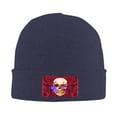 thumbnail image 2 of ZICANCN Vintage Floral Skull Print Knit Beanie Hat, Winter Cap Soft Warm Classic Hats for Men Women, Navy Blue, 2 of 8
