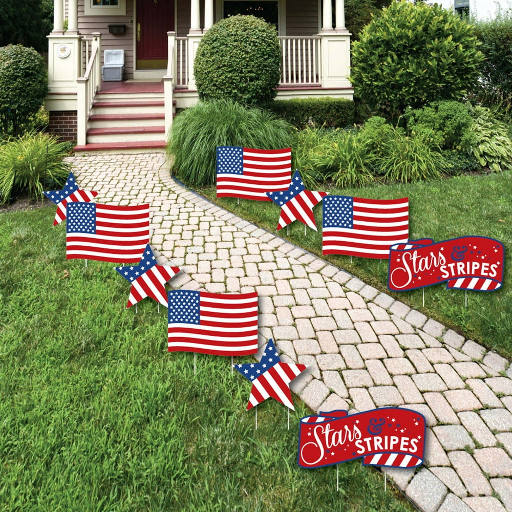 Big Dot of Happiness Stars and Stripes American Flag and Star Lawn Decorations Outdoor