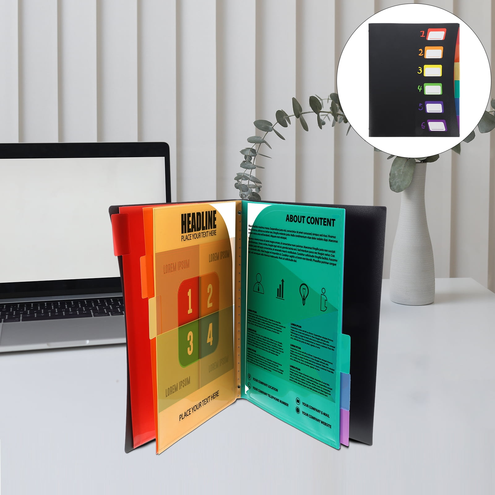 NICERIO Black PP Folders with Pockets Heavy Duty for Office Documents