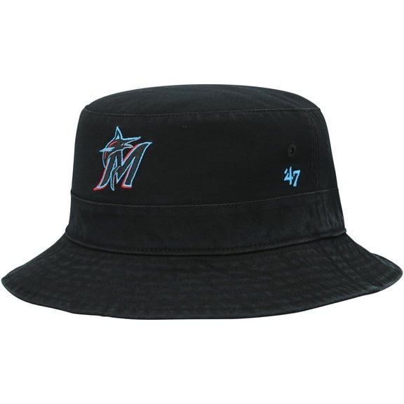 Men's '47  Black Miami Marlins Primary Bucket Hat