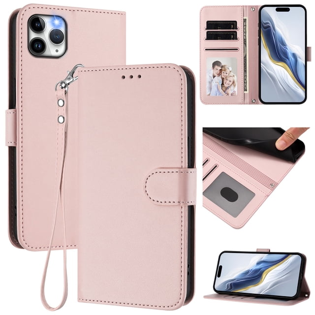 GANGXUN Wallet Case for iPhone 11 Pro – Magnetic Closure, RFID Blocking, Wrist Strap, Wireless Charging Compatible