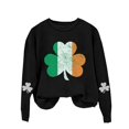 thumbnail image 4 of Bunenne St Patrick Day Sweatshirts Shamrock Sweatshirt St. Day Round Neck Long Sleeved Casual Holiday Printed Hooded Sweatshirt Crew Sweatshirt for Women Black 2XL, 4 of 4