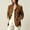 Brown-AA, variant on Women's Faux Suede Blazer Jacket, Lapel Button Front Long Sleeve Solid Coat with Pockets Casual Outerwear Brown-AA XL(XL)