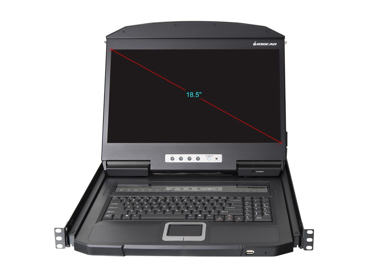 IOGEAR 8-Port 18.5" Widescreen Short Depth LCD KVM Switch - 8 Computer(s) - 18.5" LCD - HD - 1366 x 768 - 4:3 - 2 x PS/2 Port - 2 x USB - Daisy Chain - Keyboard120 V AC, 230 V AC Input Voltage - 1U...