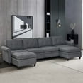 thumbnail image 2 of BUIORD 115" Modular Sectional Couch with Storage, 6 Seat Couches and Sofas for Living Room, U-Shaped Sectional Couch with Reversible Chaises, Gray, 2 of 8