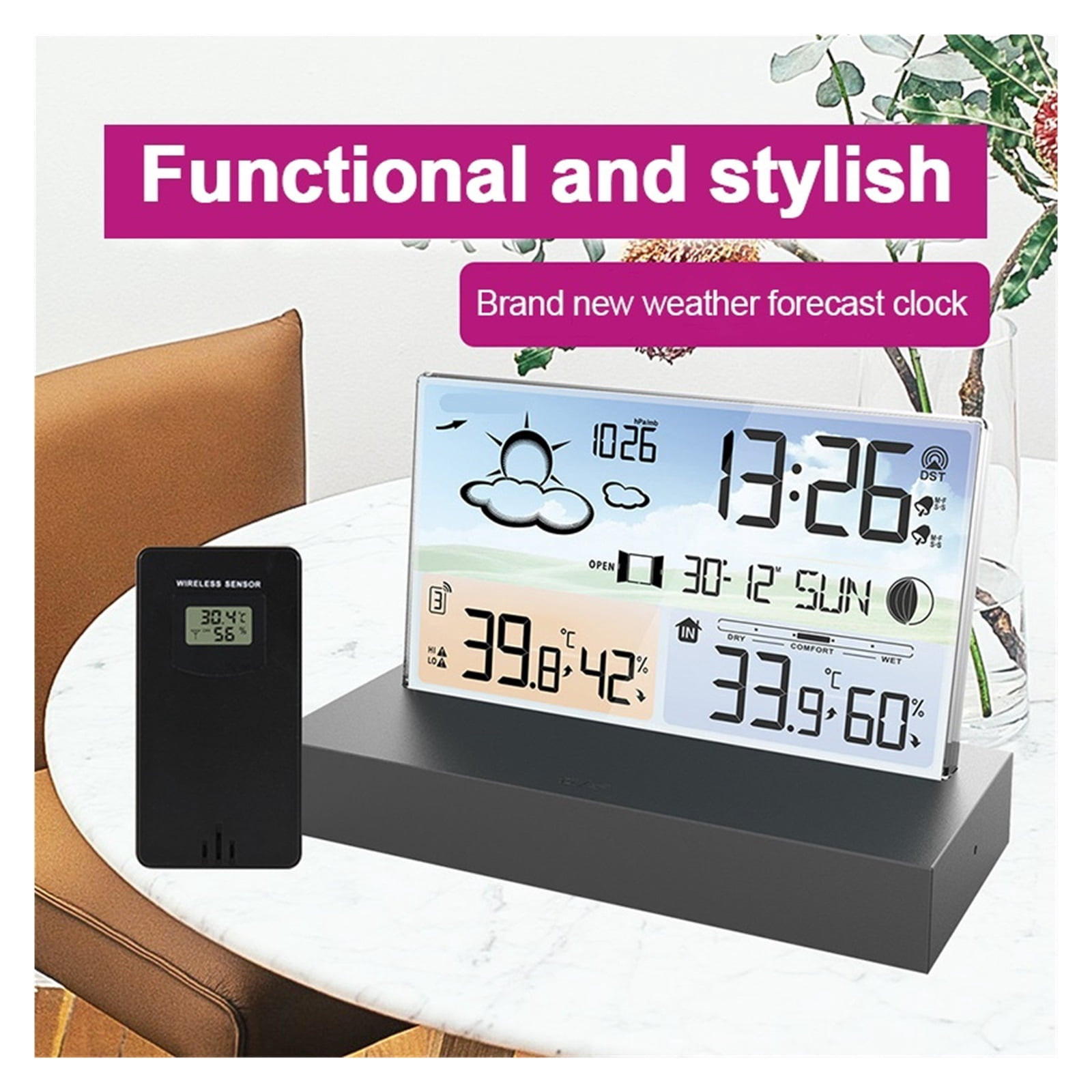 Multifunctional Digital Weather Station Weather Forecast Alarm Clock Indoor Outdoor Temperature ,Weather Forecast
